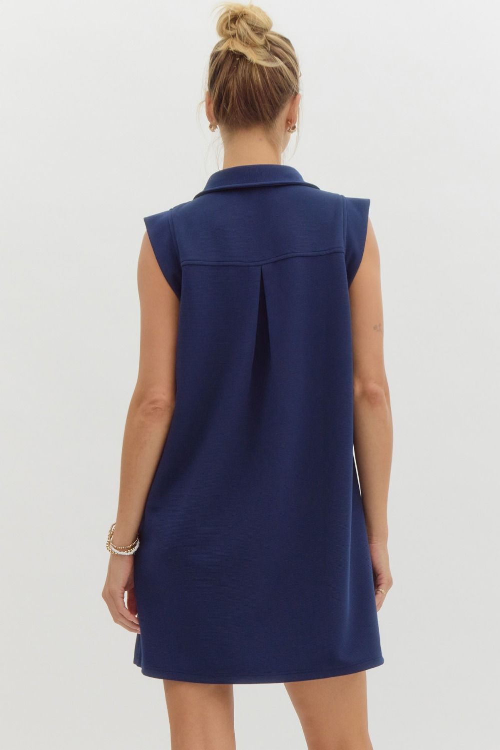 Out For A Stroll Sleeveless Dress in Navy