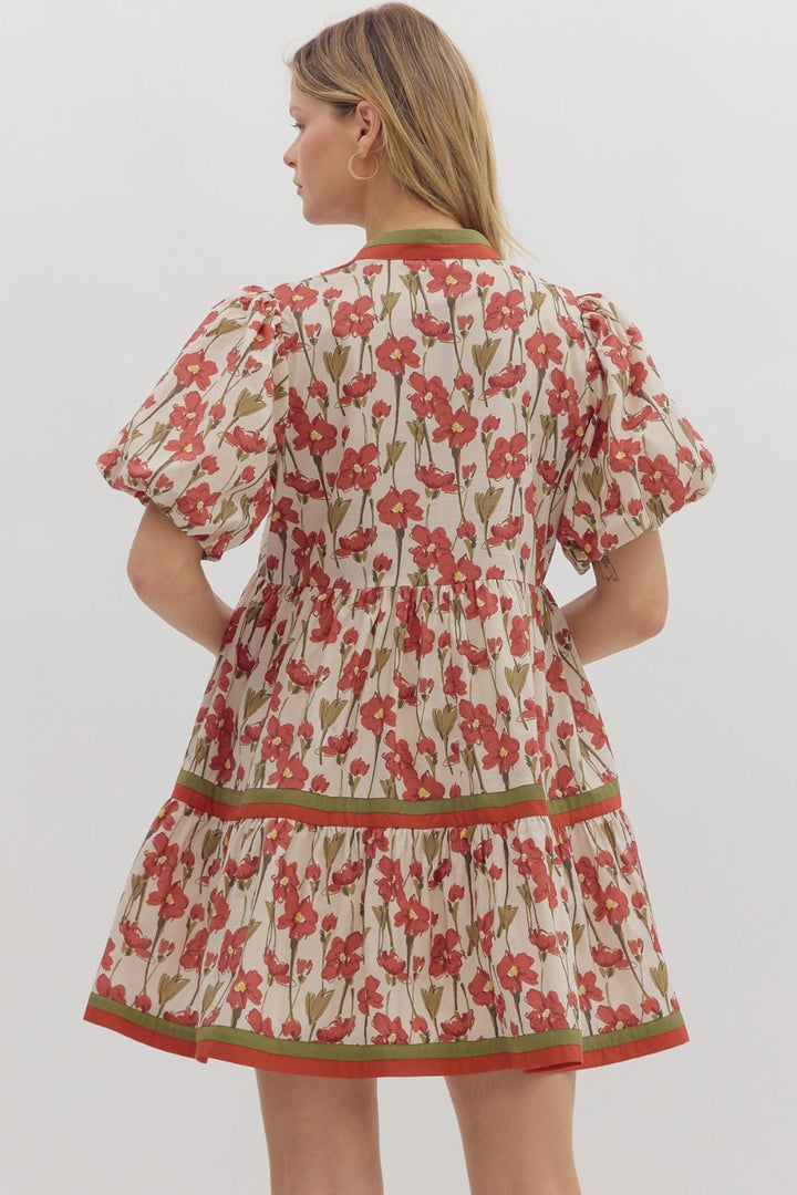 Anything Goes Rust Floral Dress