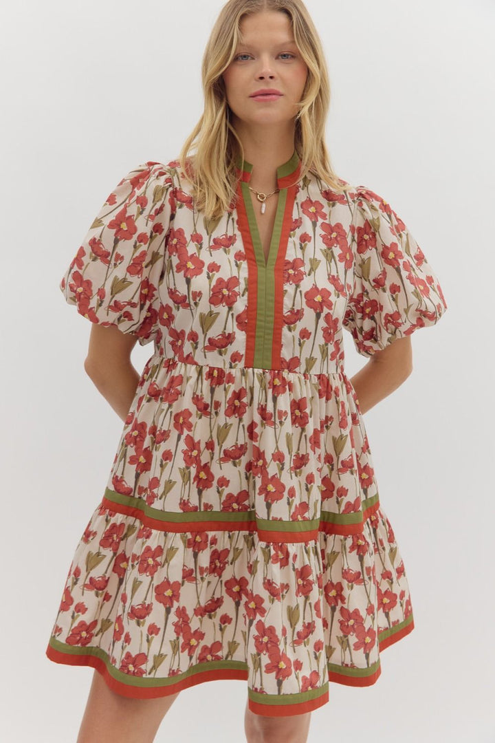 Anything Goes Rust Floral Dress