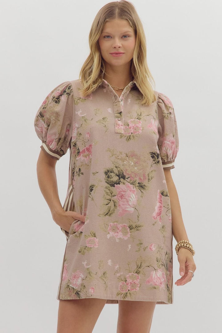 Take It Easy Brown Floral Mini Dress