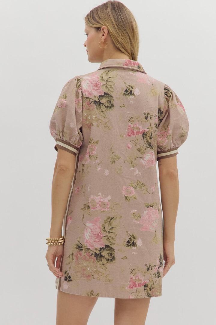 Take It Easy Brown Floral Mini Dress