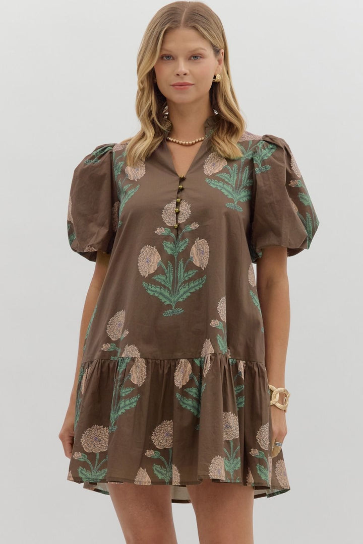 Only Gets Better Brown Floral Dress