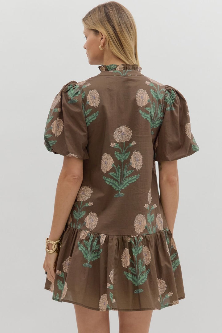 Only Gets Better Brown Floral Dress