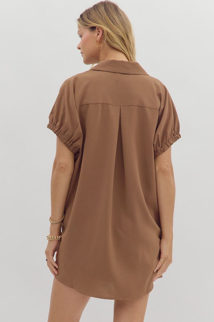 Keep You Guessing Dress in Mocha
