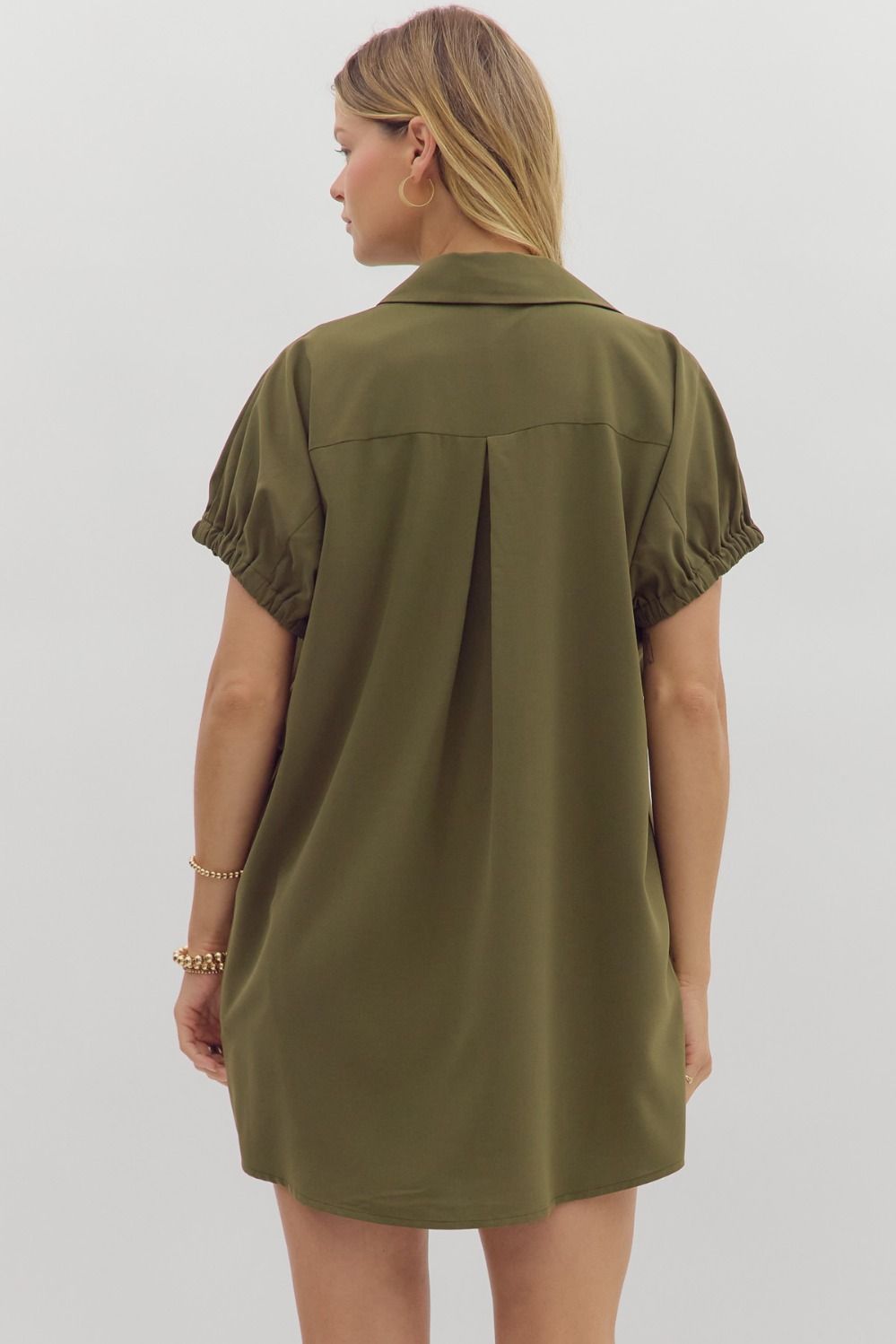 Keep You Guessing Dress in Olive