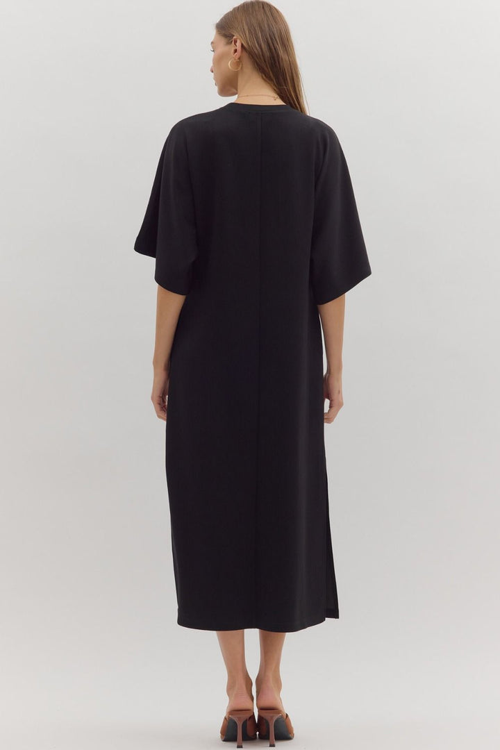 Always On Time Midi Dress in Black