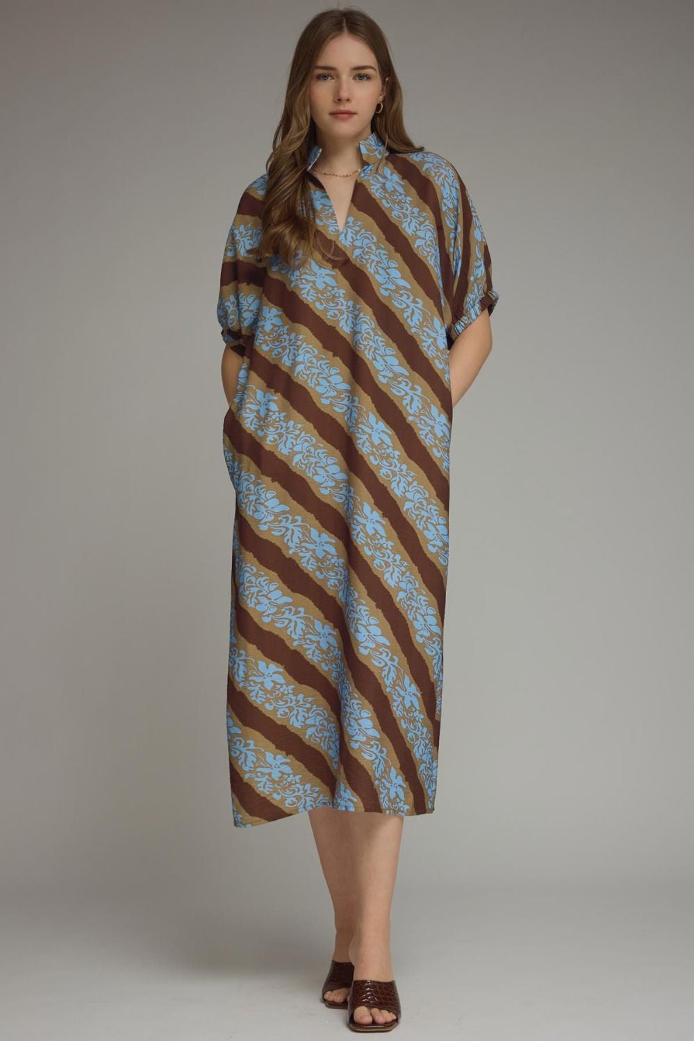 Time To Shine Brown Stripe Maxi Dress