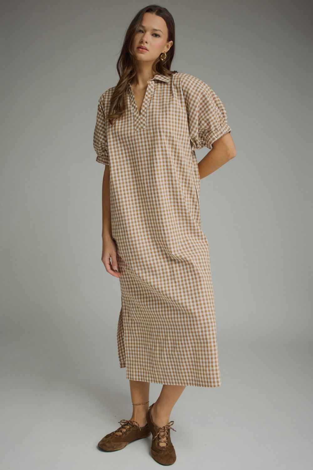 Let It Be Easy Maxi Dress in Camel Brown