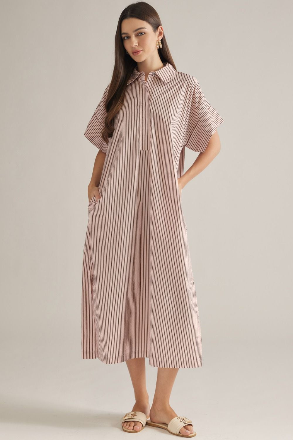 For The Best Stripe Maxi Dress in Brown