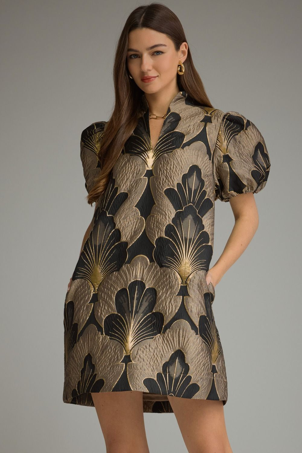 Never Better Mocha Gold Mini Dress