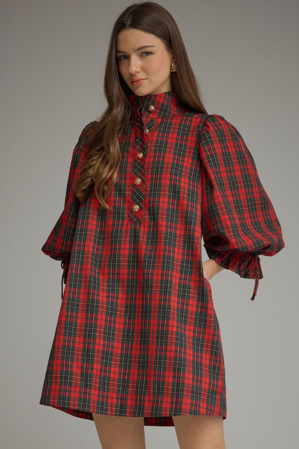A New Look Red Plaid Mini Dress