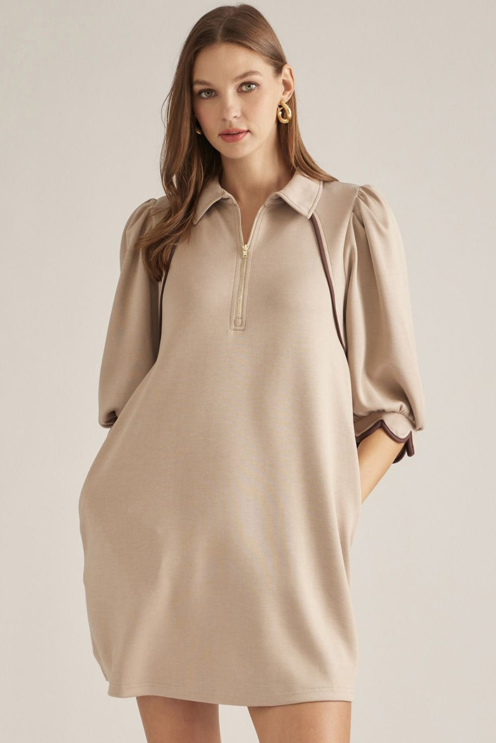 Get Ahead Of It Tan Mini Dress