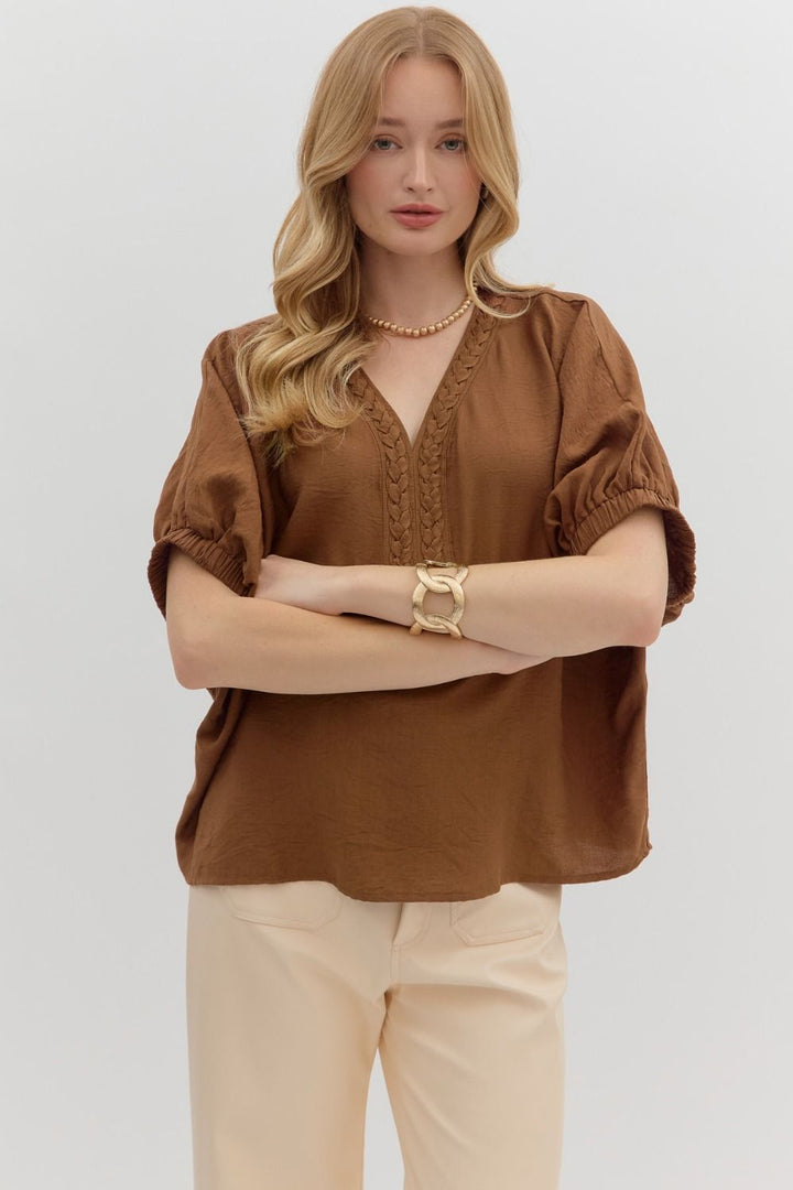 Taking It Easy Top in Caramel
