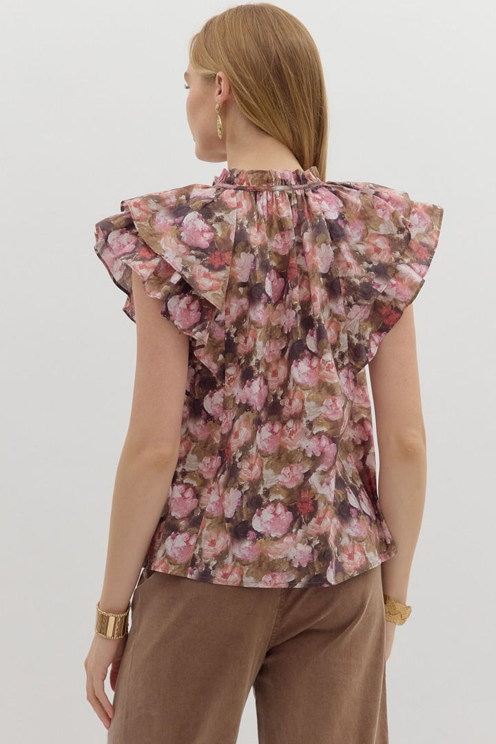 Day By Day Floral Top in Mauve