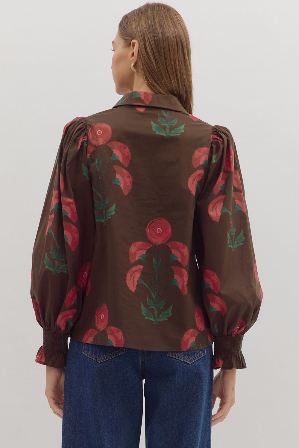 Let It Be Brown Printed Top