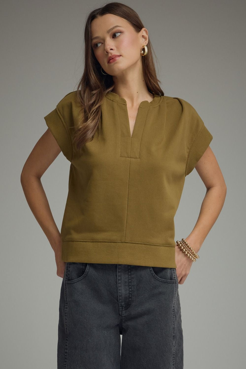 Made Me Smile Olive Green Top