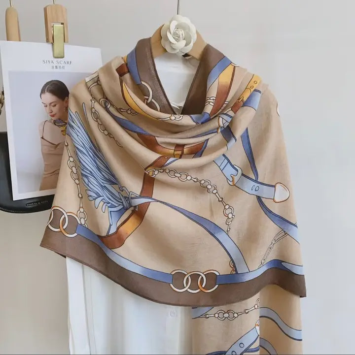 Blue Belt Print Scarf