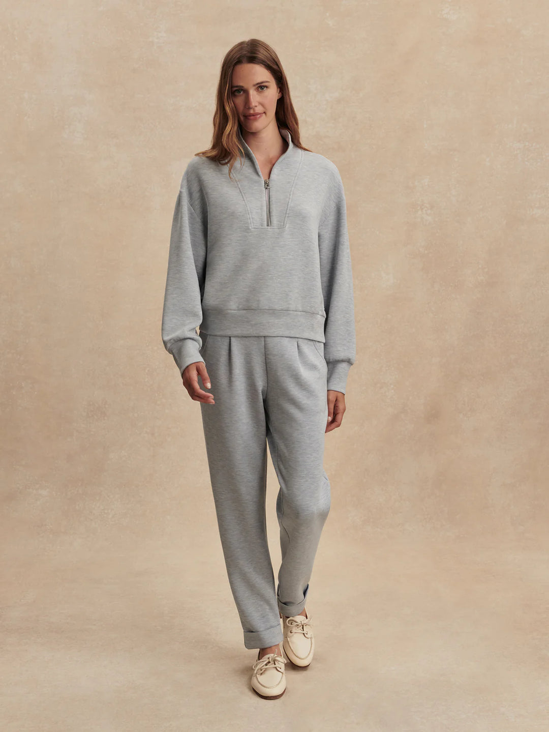 Varley Davidson Sweat in Mid Blue Marl