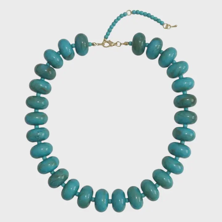 Marlan Chunky Beaded Necklace in Turquoise