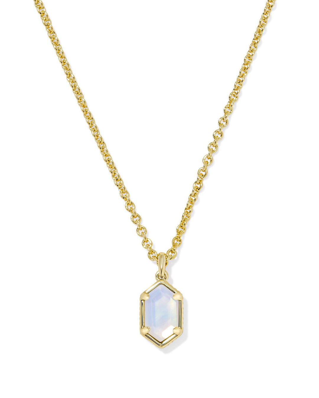 Kendra Scott Hallie Short Pendant Necklace in Gold Opalite Illusion