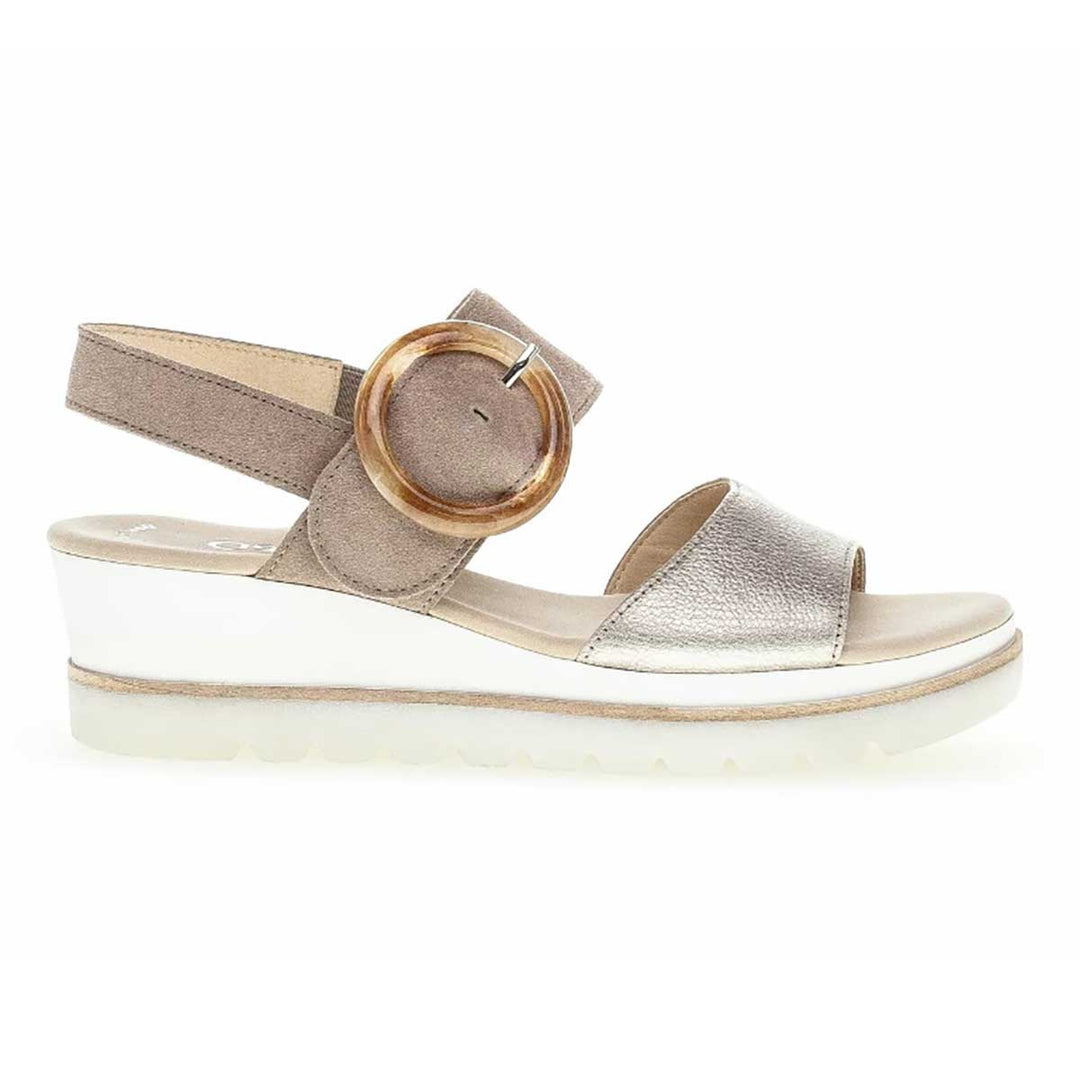 Gabor Wedge Sandal in Taupe Pewter Suede