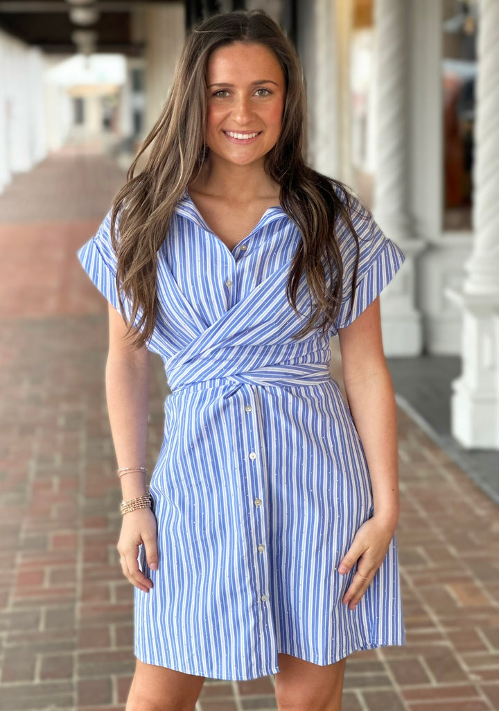 Molly Bracken Blue Button Collared Dress