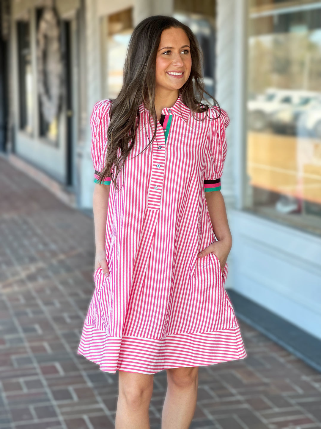 Running With It Pink Striped Mini Dress