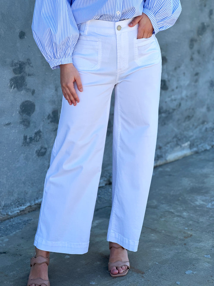 Charlie B Patch Pocket Twill Denim Pants in White