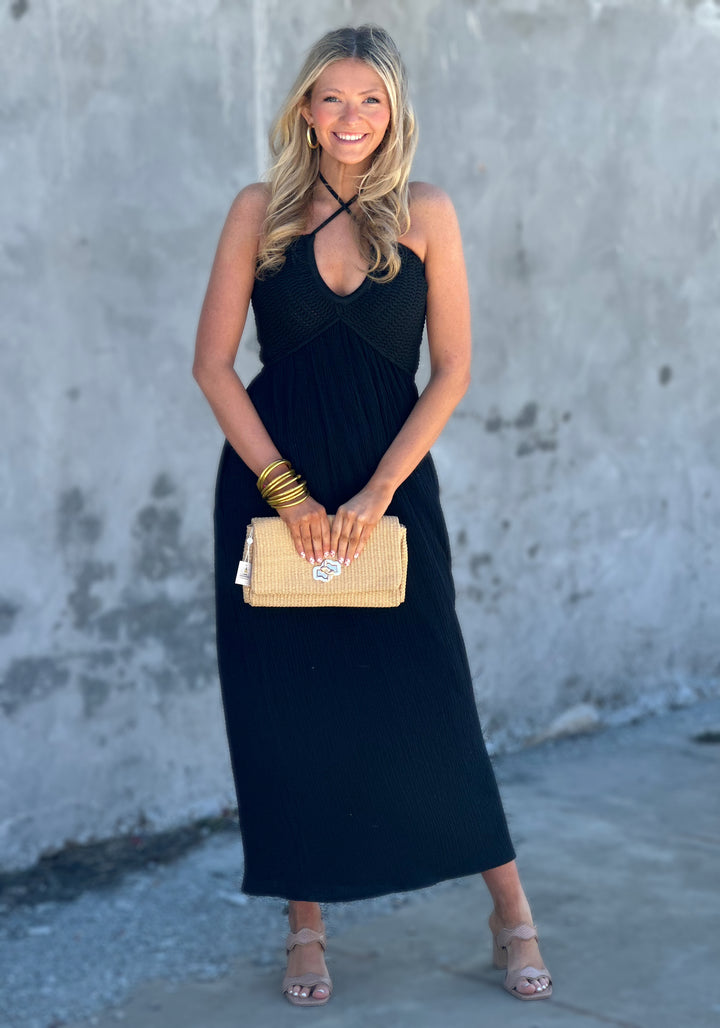 Headed To Brunch Black Contrast Dress