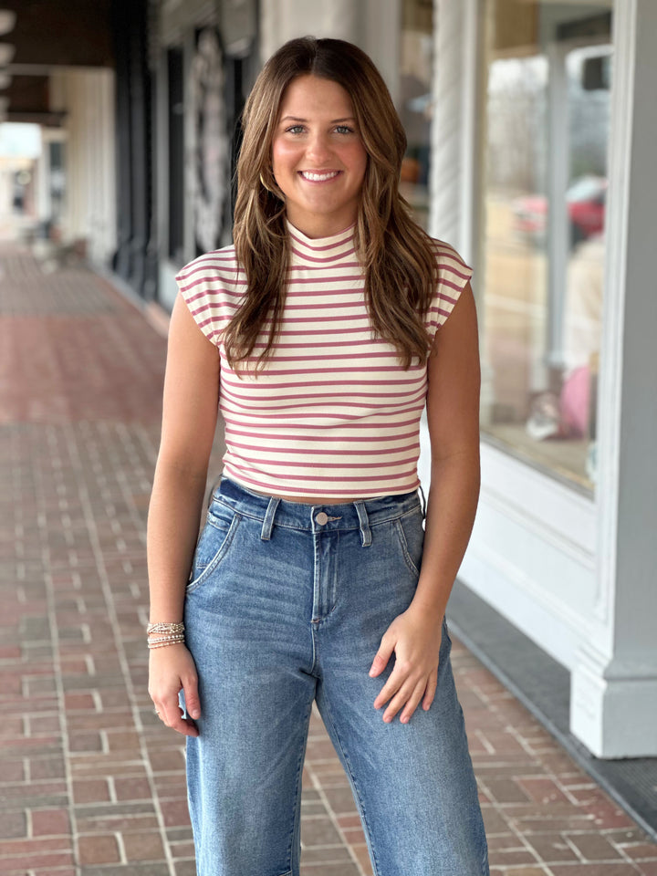 Sweet Blushing Pink Stripe Top