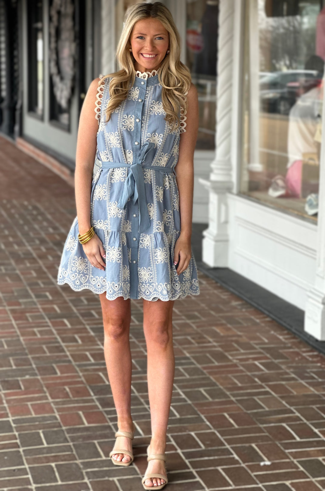 Let's Catch Up Blue Sleeveless Mini Dress