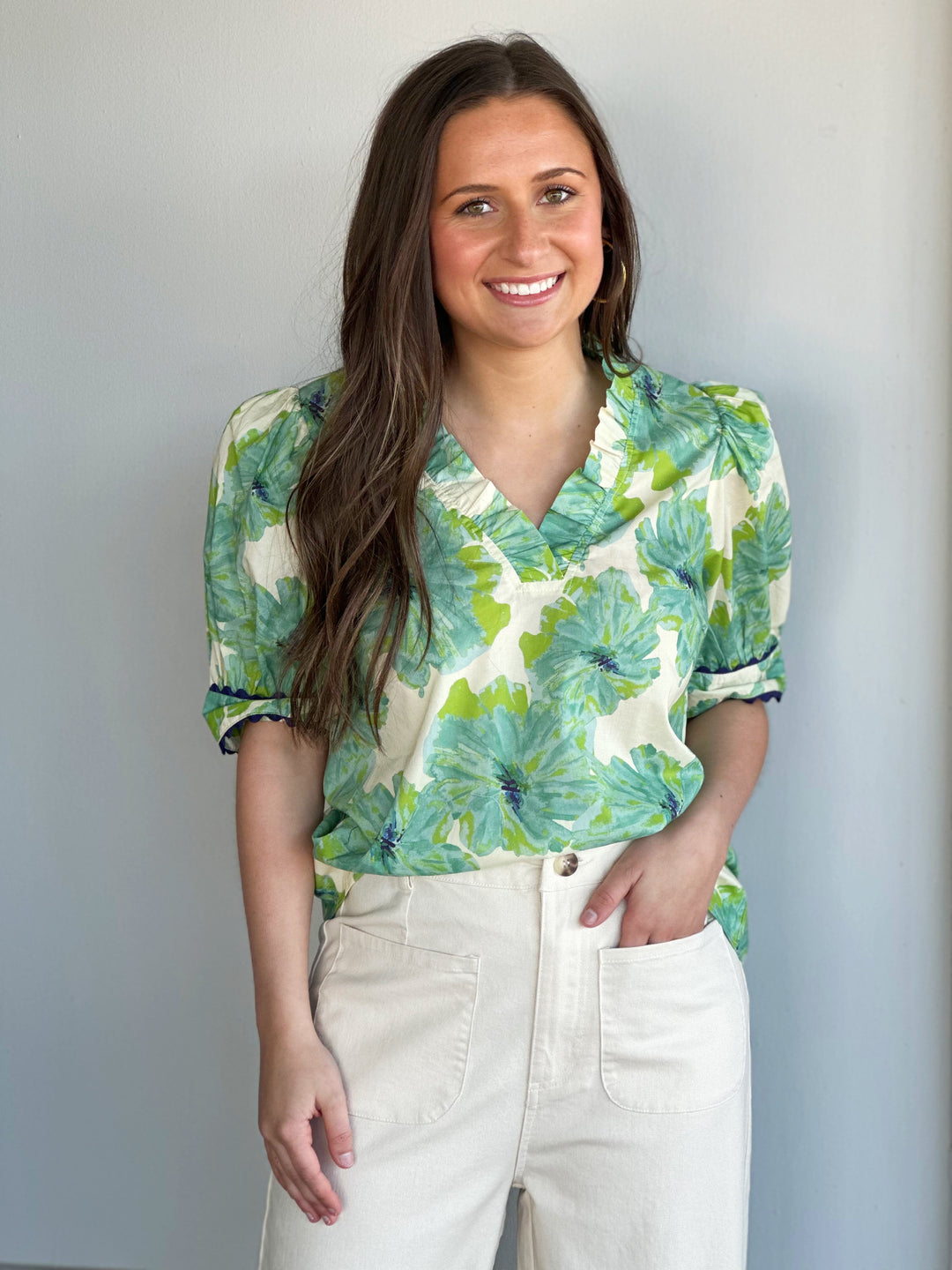 Change My Mind Mint Floral Printed Top