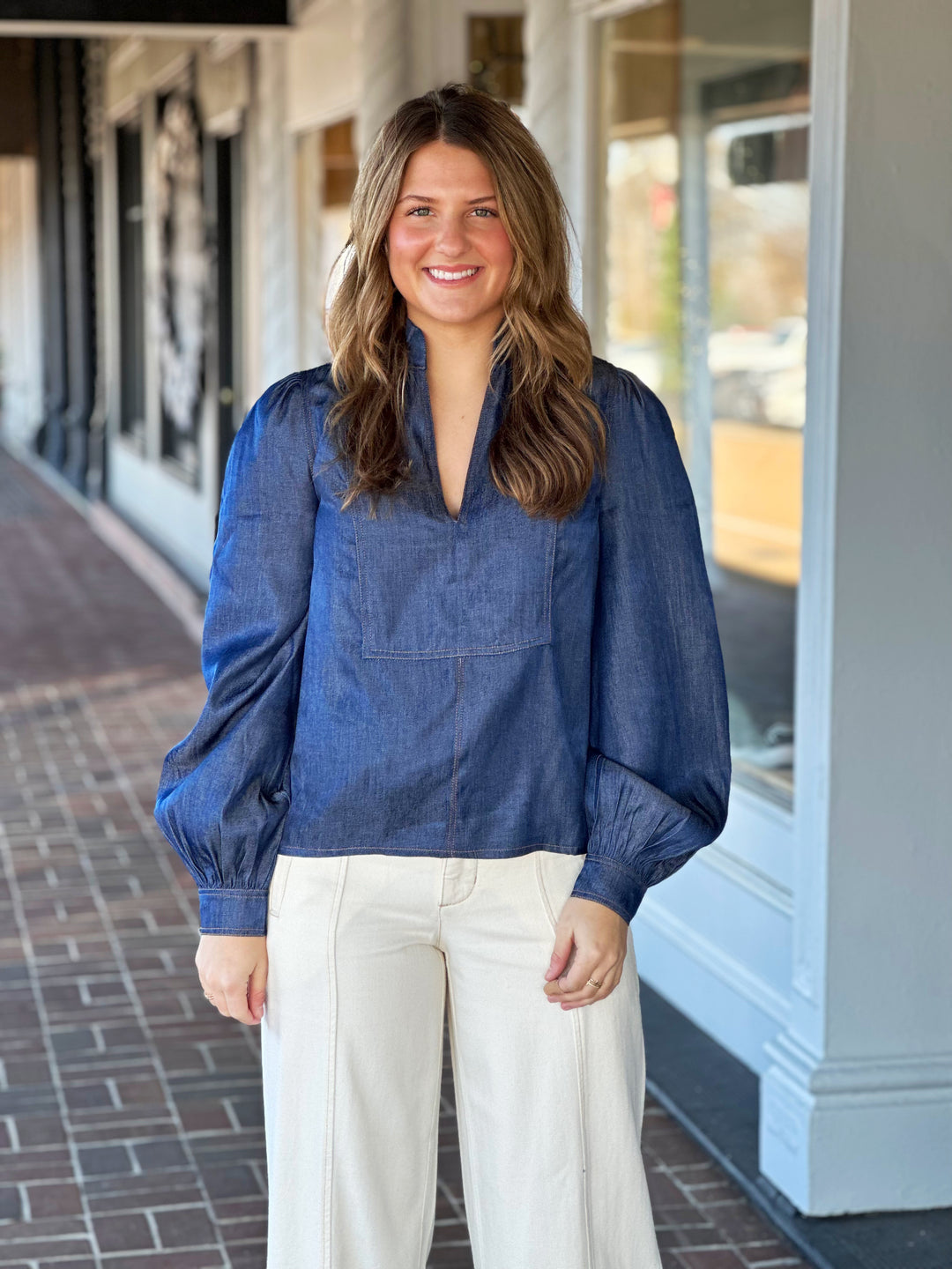 Over The Waters Blue Denim Top