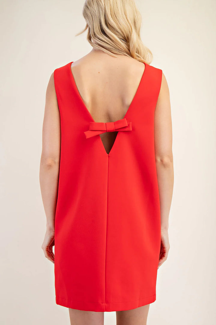 Perfect Bow Back Mini Dress in Red