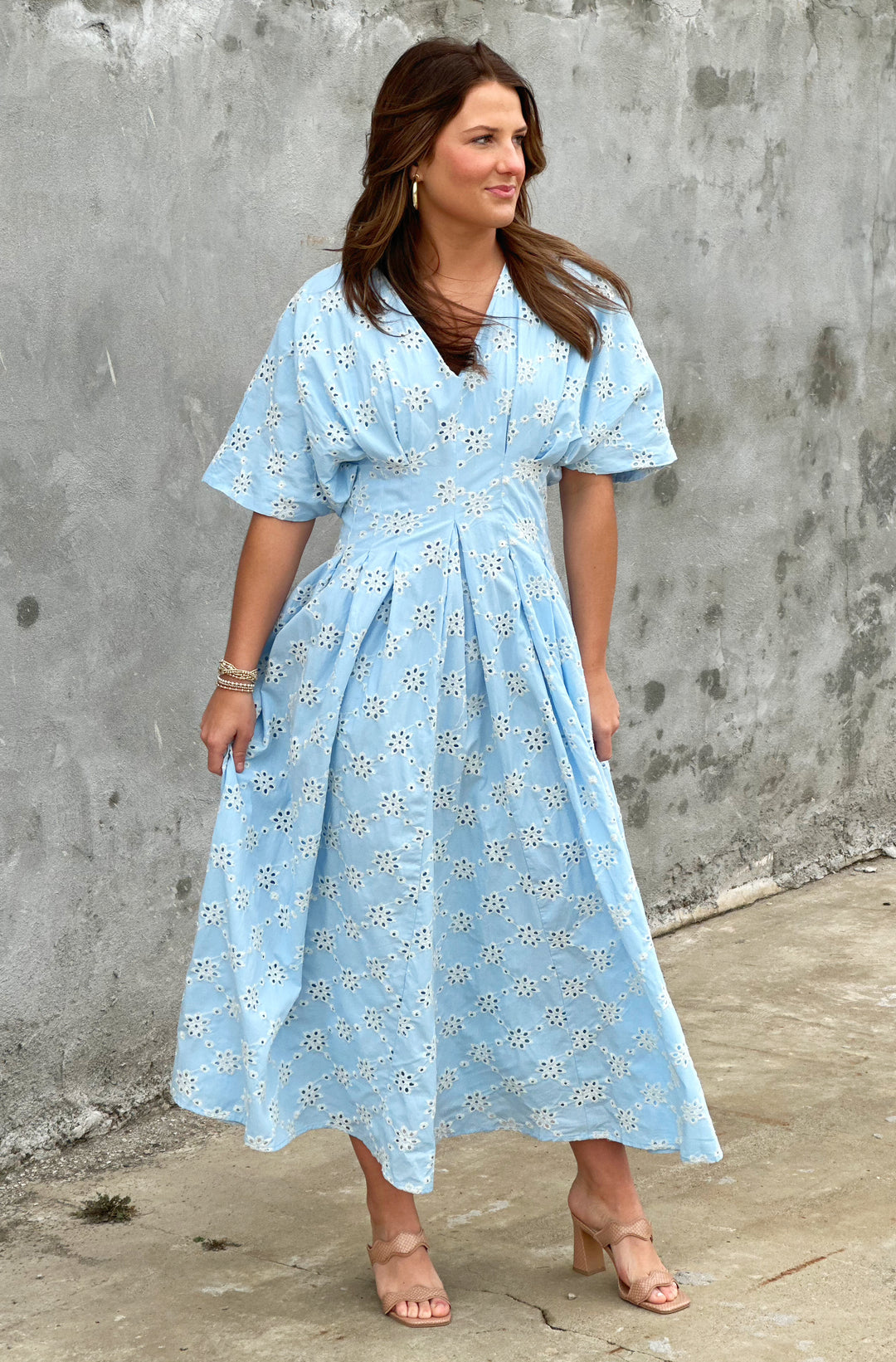 Favorite Song Eyelet Lace Midi Baby Blue Dress