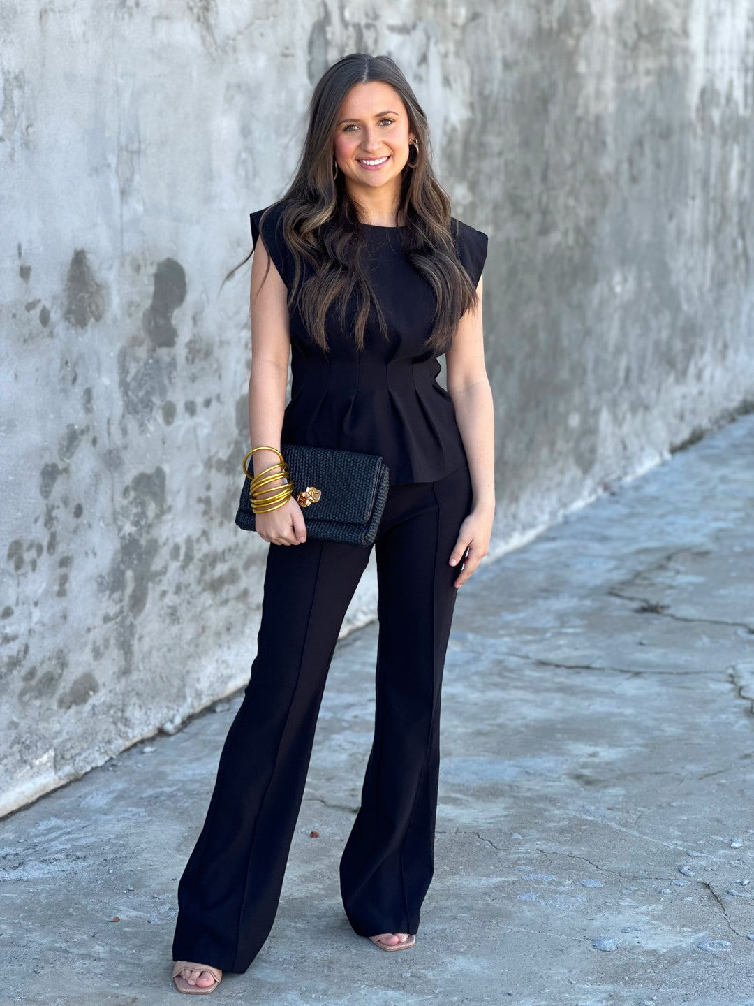 Flared High-Waisted Black Pants