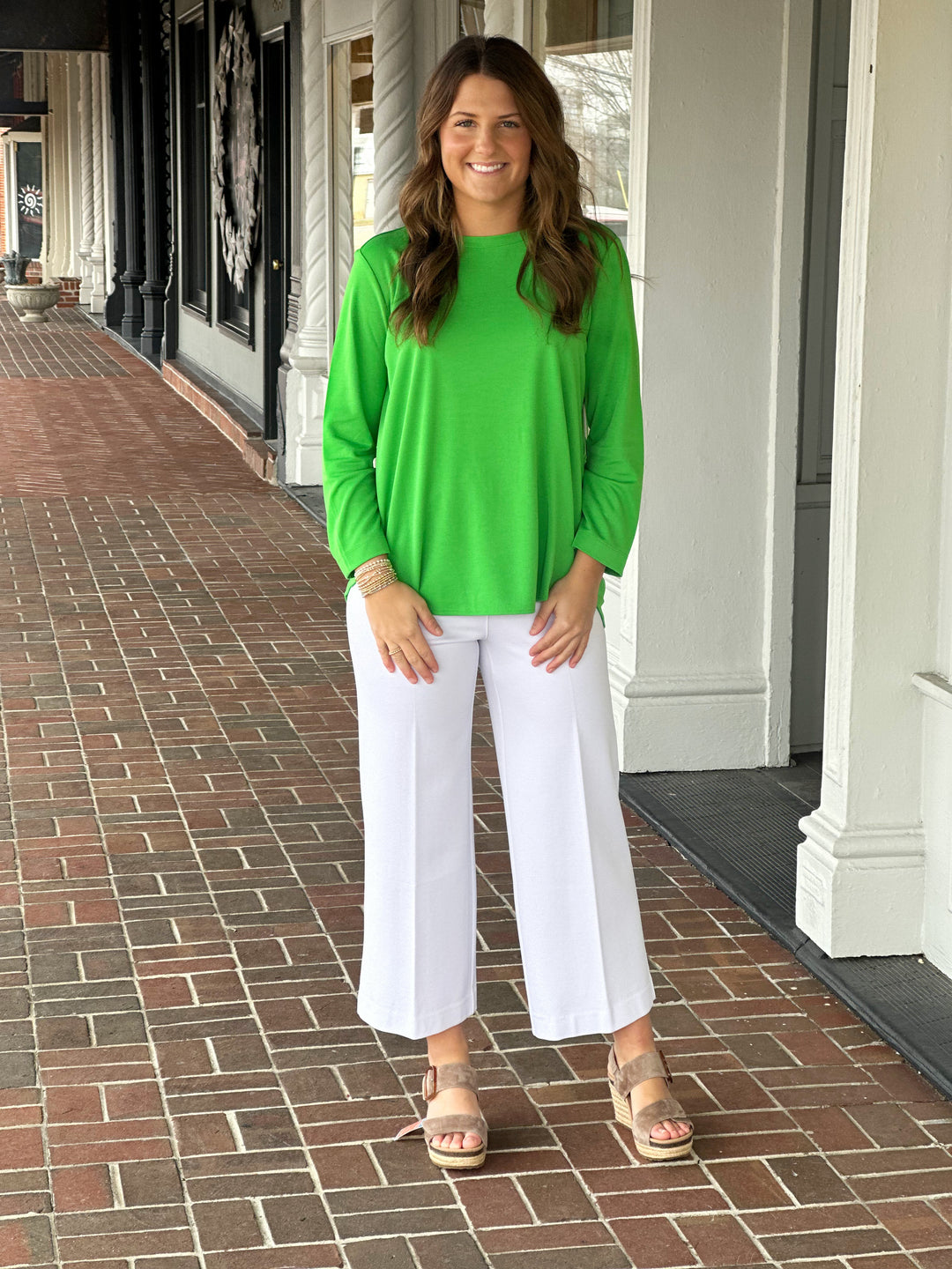 Multiples Elastic No Waist Wide Leg Pant in White