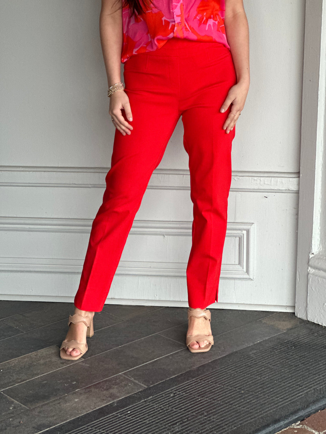 Renuar Go To Ankle Length Pant in Scarlet