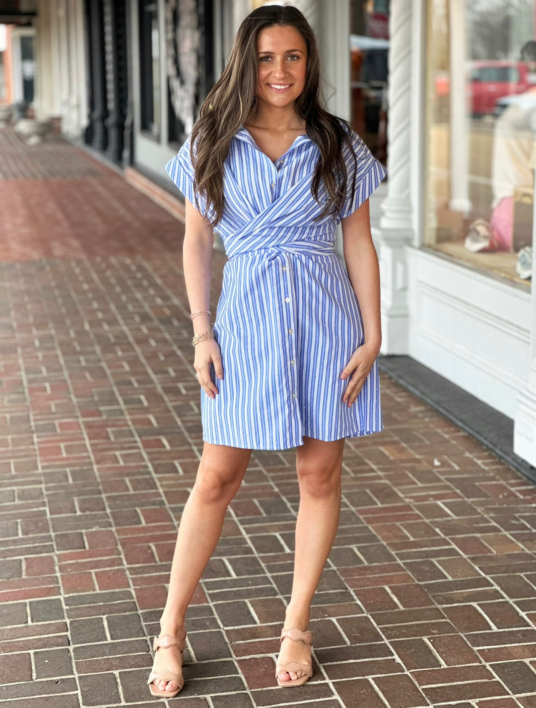 Molly Bracken Blue Button Collared Dress