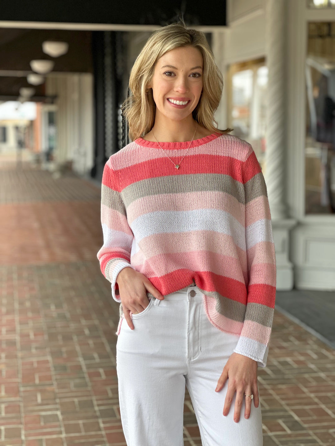 Habitat Seaside Stripe Pullover in Carnation