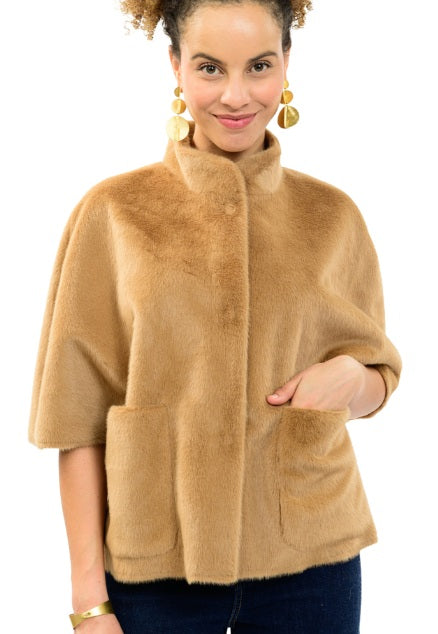 Ivy Jane Faux Fur Capelet in Camel