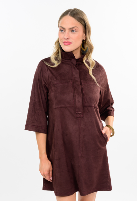 Ivy Jane Suede Swing Dress in Eggplant