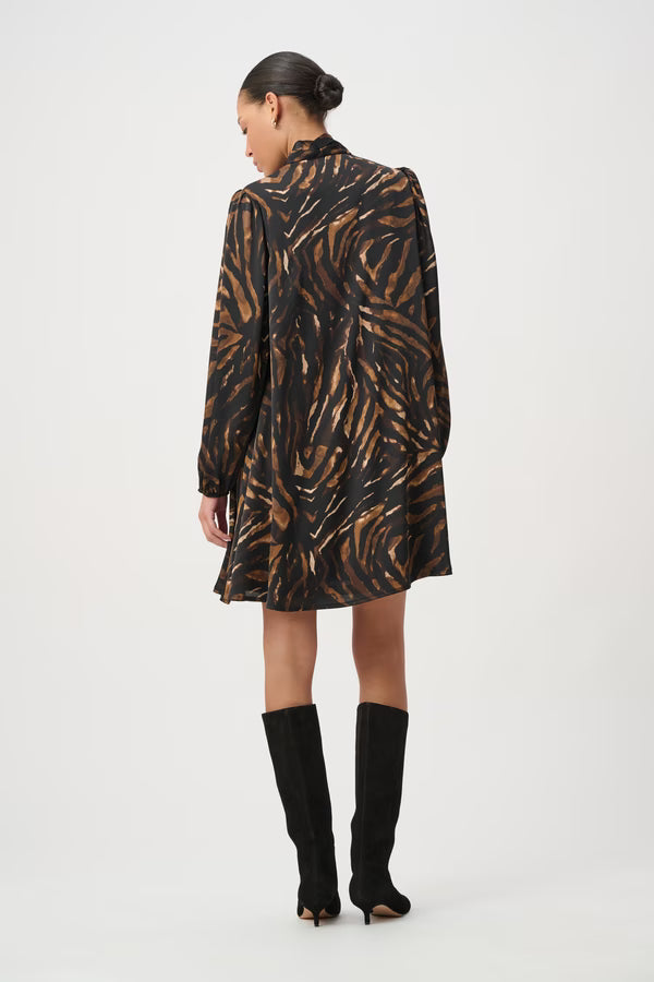 Joseph Ribkoff Mini A-line Dress in Black/ Brown