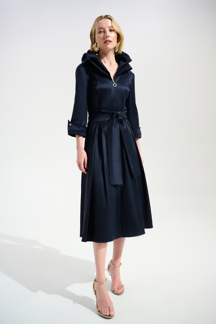 Joseph Ribkoff Hooded Fit And Flare Dress in Midnight Blue