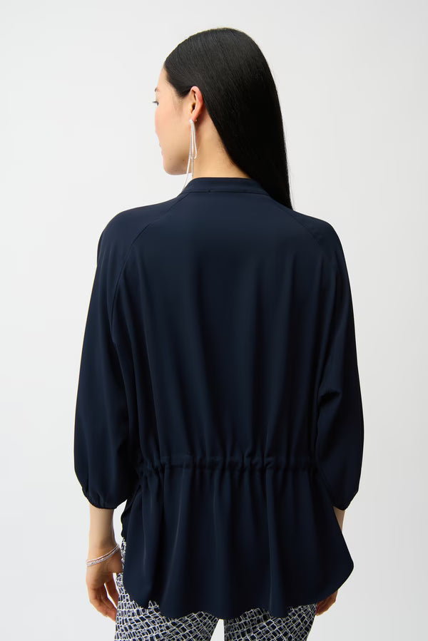 Joseph Ribkoff Mock Neck Puff-sleeve Pullover in Midnight Blue