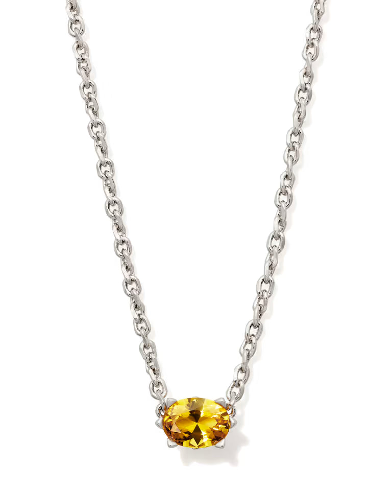 Kendra Scott Cailin Silver Pendant Necklace in Golden Yellow Crystal