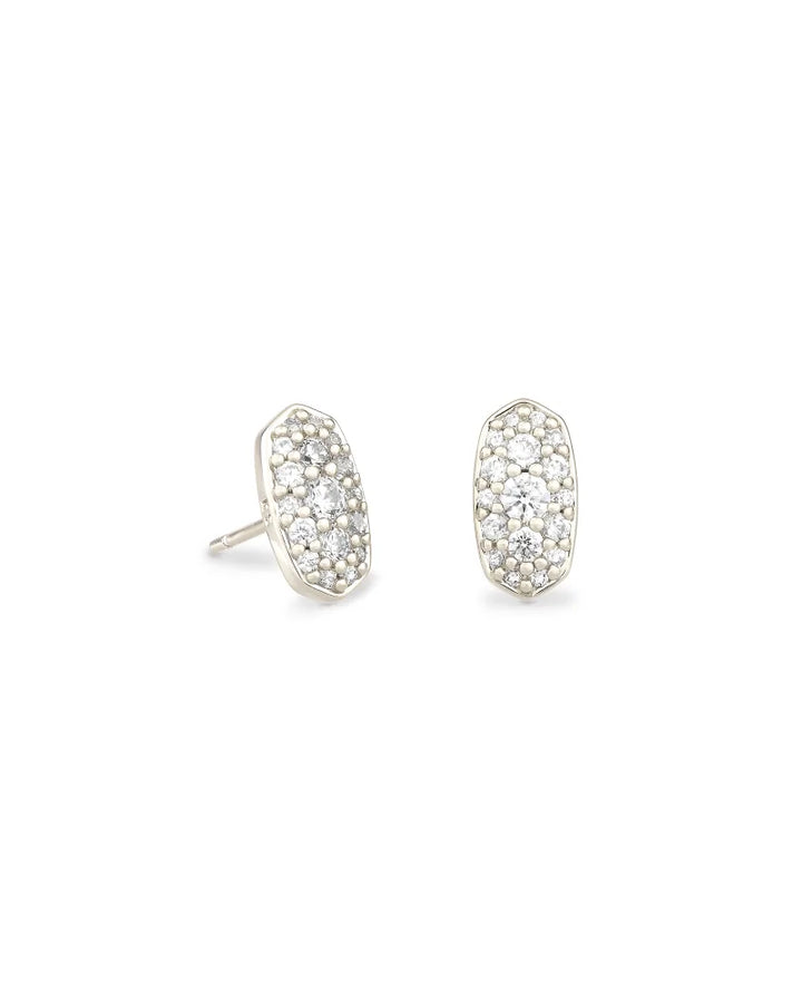 Kendra Scott Grayson Silver Stud Earrings in White Crystal