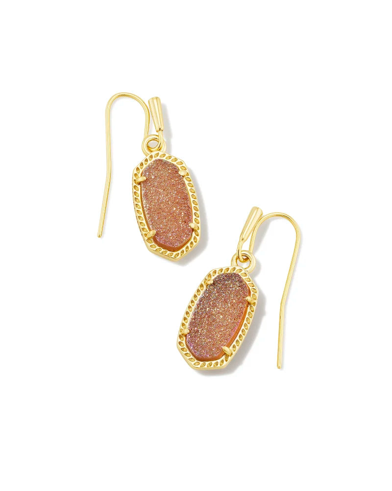 Kendra Scott Lee Gold Drop Earrings in Spice Drusy