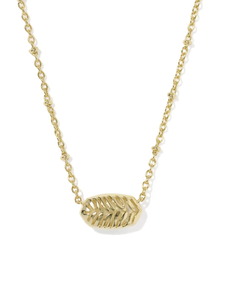 Kendra Scott Tiger Striped Elisa Gold Short Pendant Necklace in Mother Of Pearl
