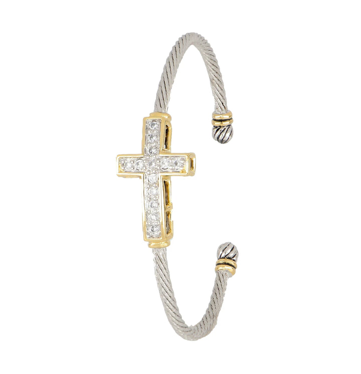 John Medeiros Celebration Petite Pavé Cross Wire Cuff Bracelet